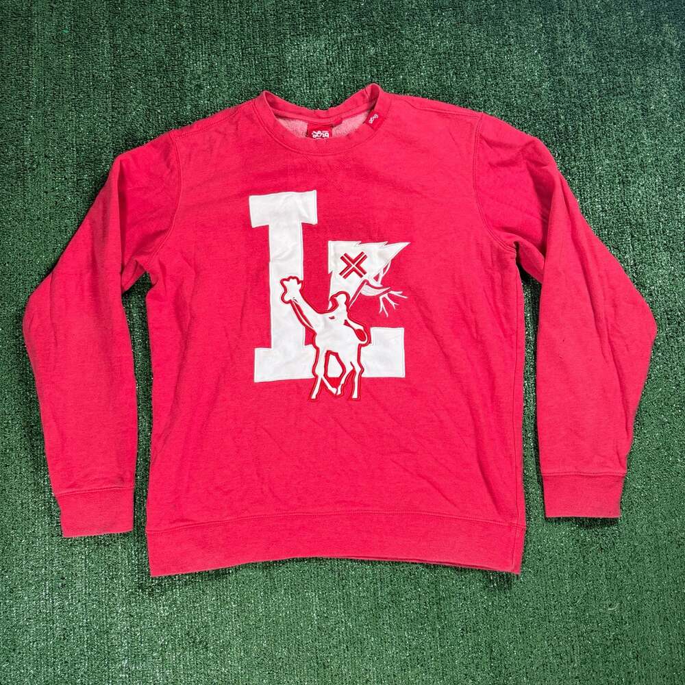 Mens Y2K LRG Lifted Research Group Red Graphic Crewneck Sweatshirt Large